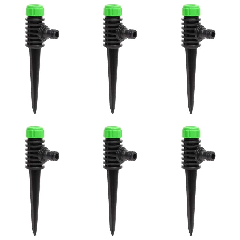 vidaXL Roterende sprinklere 6 stk grønn svart 3x6x19,5 cm ABS og PP