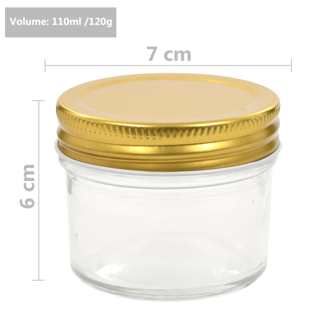 vidaXL Syltetøyglass med gullokk 48 stk 110 ml