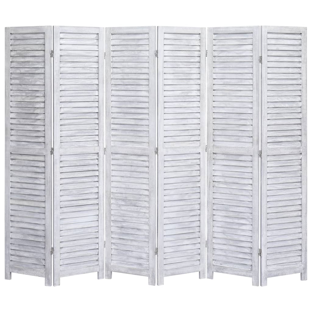 vidaXL Romdeler 6 paneler grå 210x165 cm tre