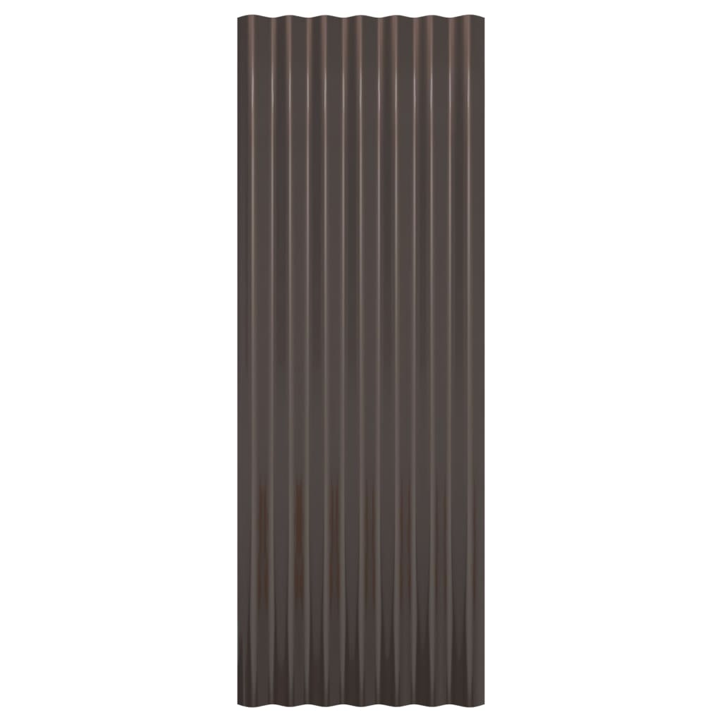 vidaXL Takpaneler 12 stk pulverlakkert stål brun 100x36 cm