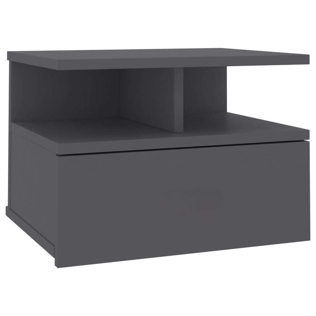 vidaXL Flytende nattbord grå 40x31x27 cm sponplate