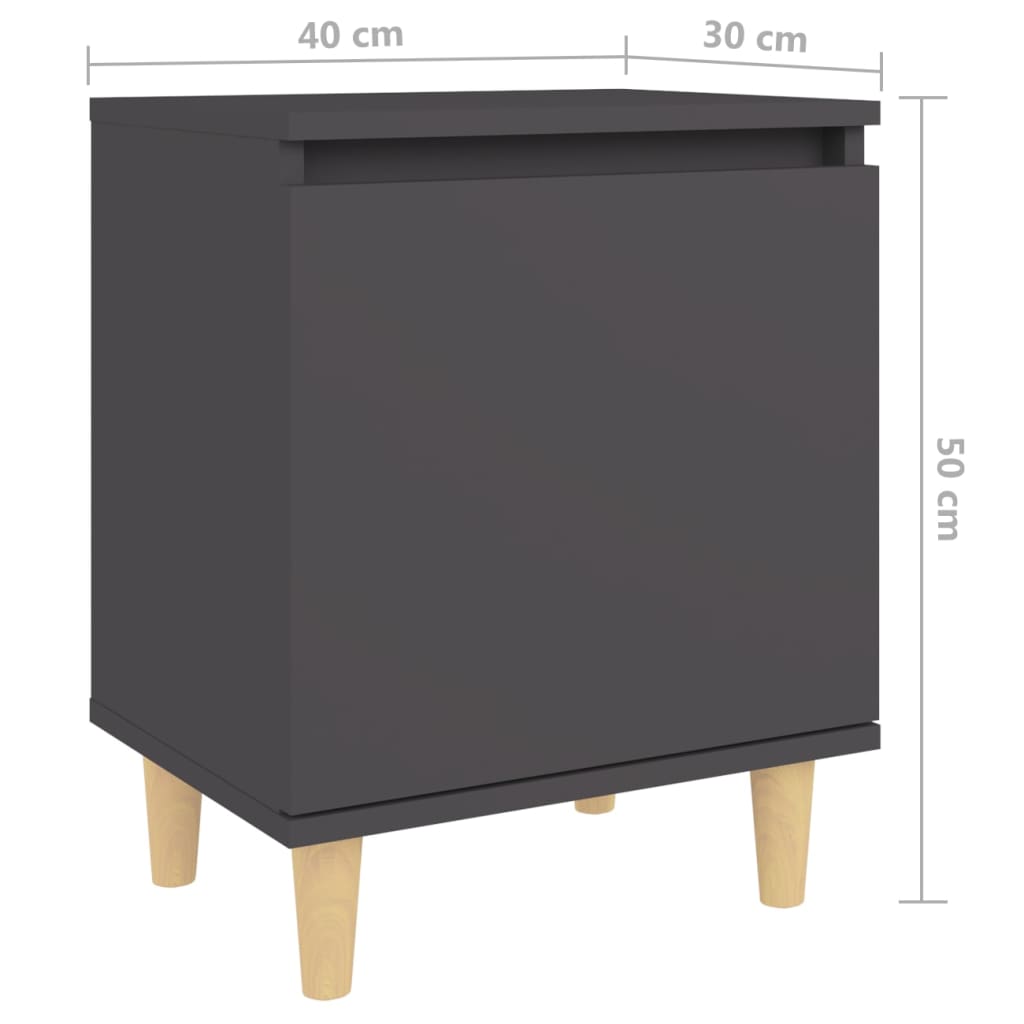 vidaXL Nattbord med ben i heltre 2 stk grå 40x30x50 cm