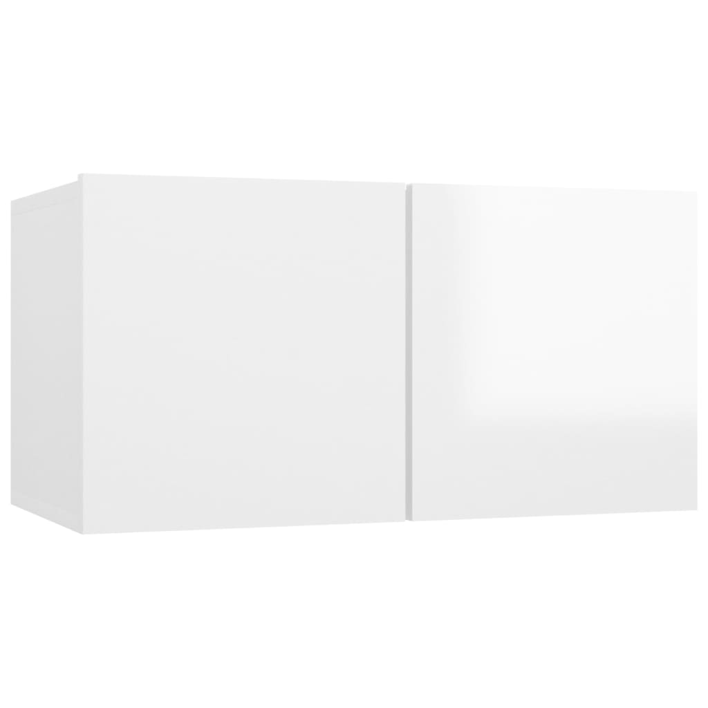 vidaXL Hengende TV-benker 3 stk høyglans hvit 60x30x30 cm