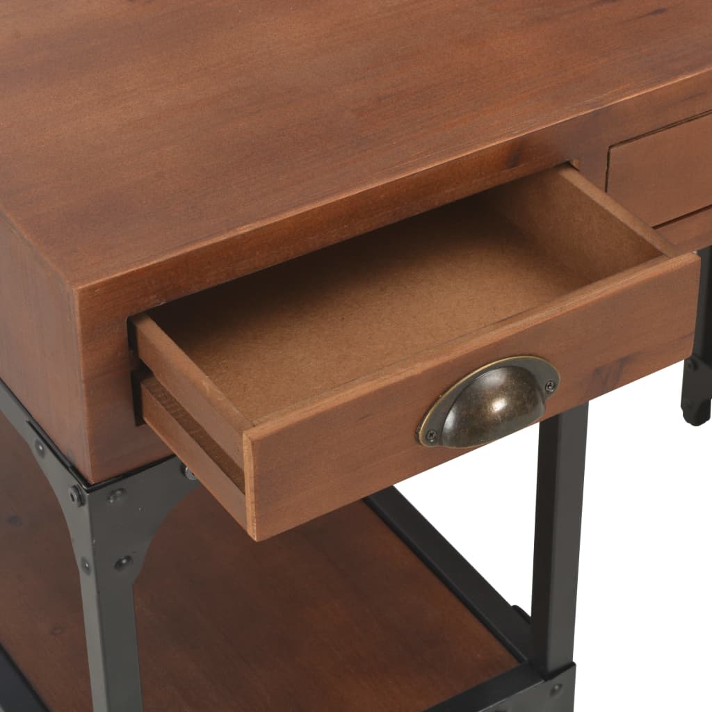 vidaXL Skrivebord med 3 skuffer 110x50x78 cm heltre gran