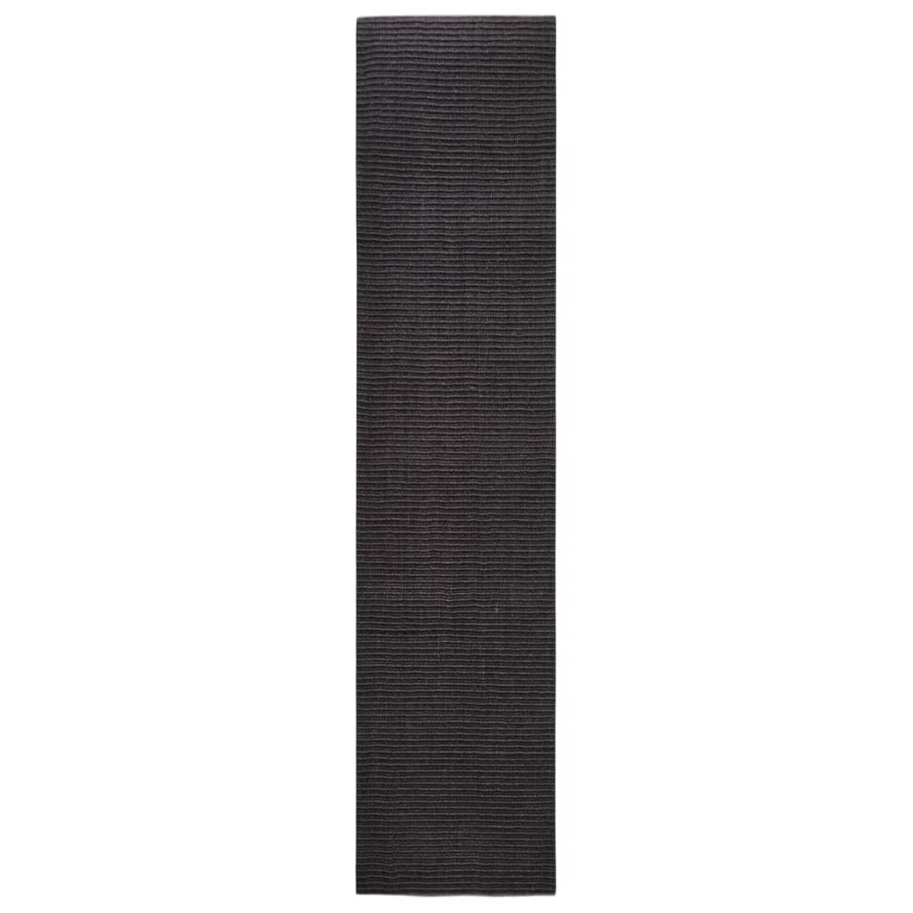 vidaXL Teppe naturlig sisal 80x350 cm svart