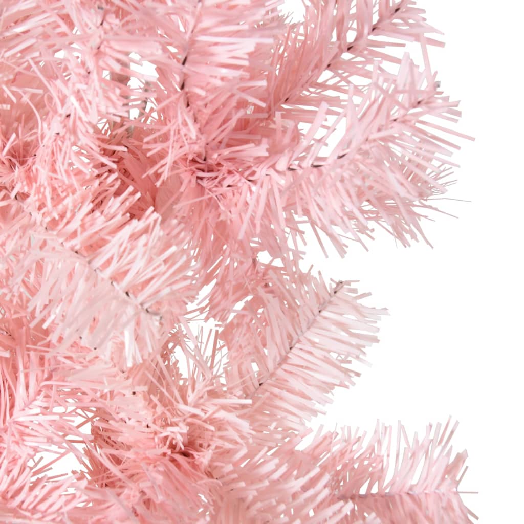 vidaXL Kunstig halvt juletre med stativ tynt rosa 120 cm