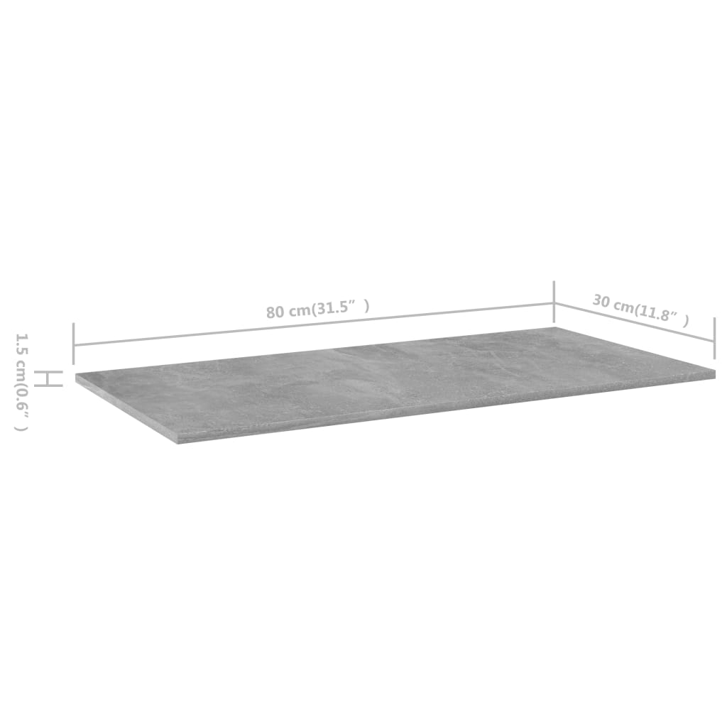 vidaXL Hylleplater 4 stk betonggrå 80x30x1,5 cm sponplate