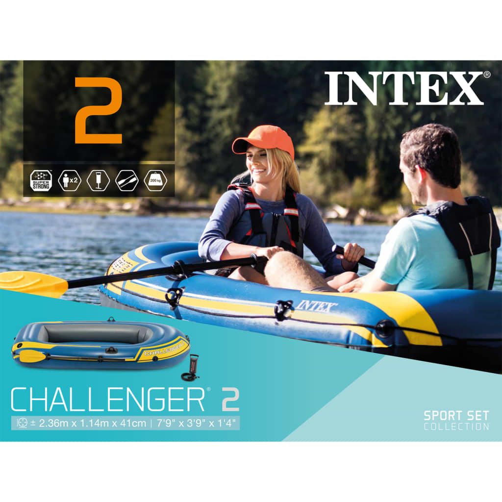 Intex Challenger 2 Oppblåsbar båt med årer og pumpe 68367NP