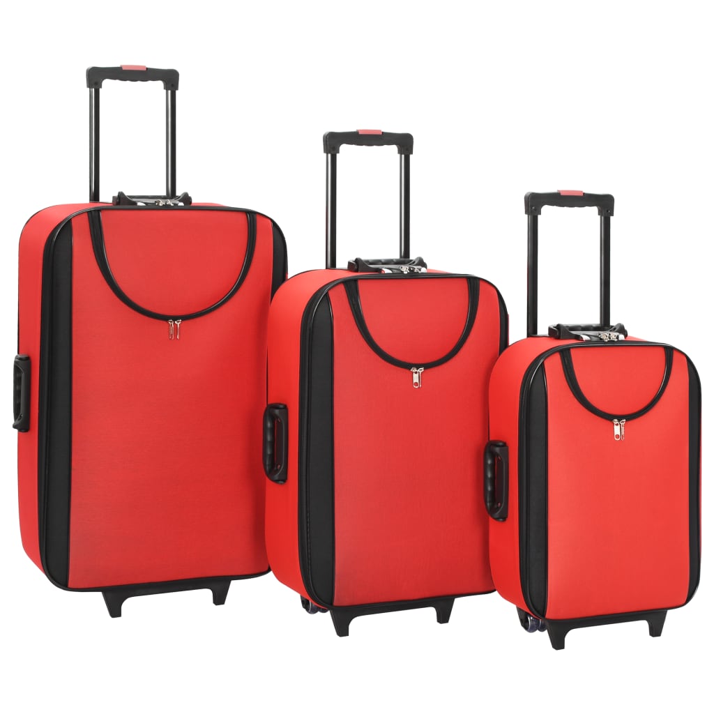 vidaXL Myke kofferter 3 stk rød oxfordstoff