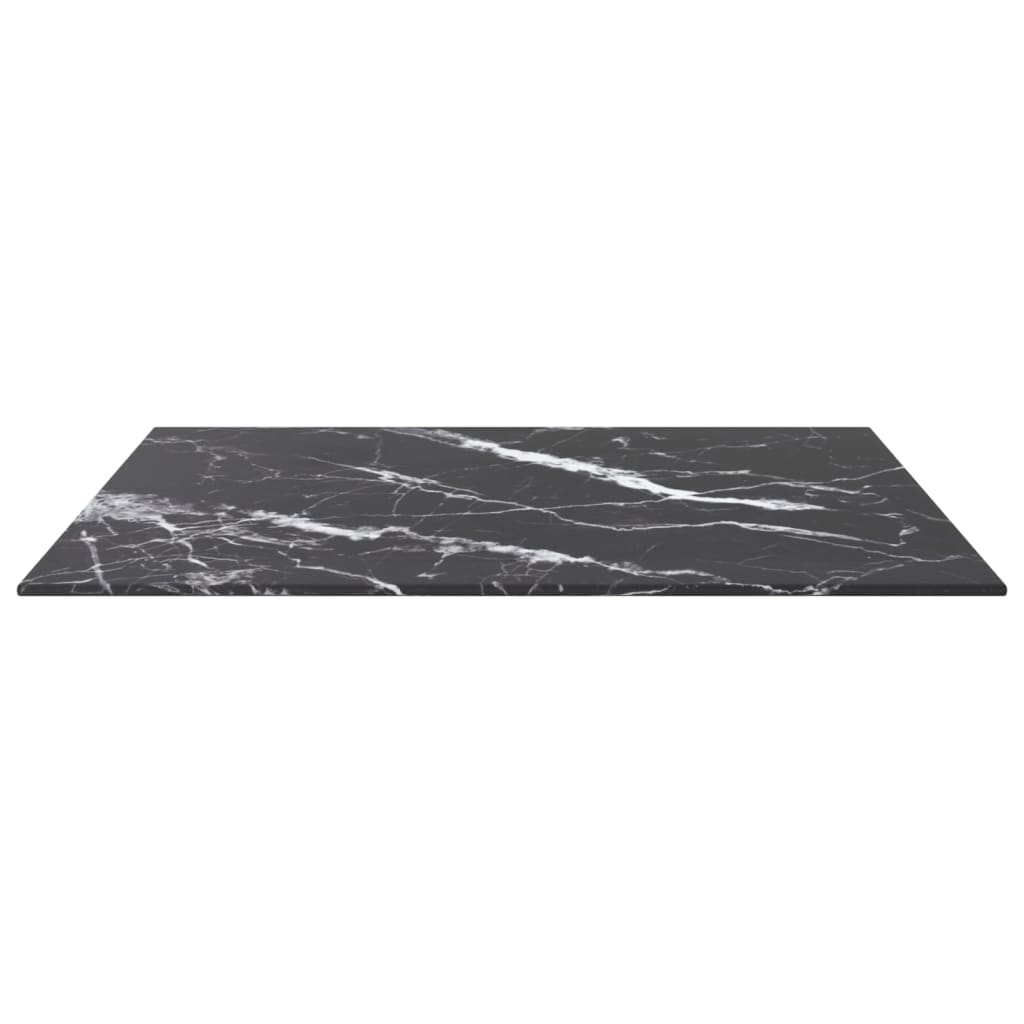 vidaXL Bordplate svart 60x60 cm 6 mm herdet glass med marmor design