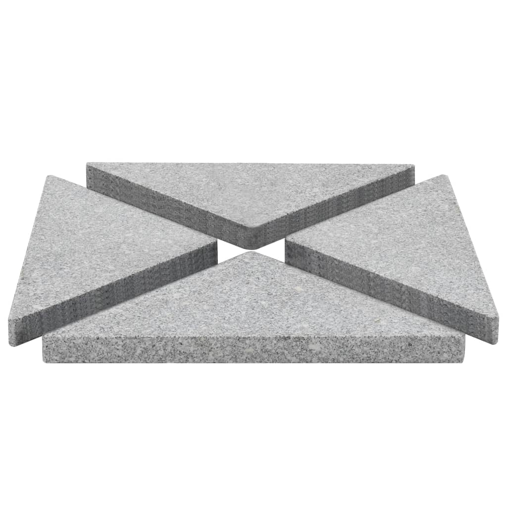 vidaXL Vektplater for parasoll 4 stk grå granitt trekantet 60 kg