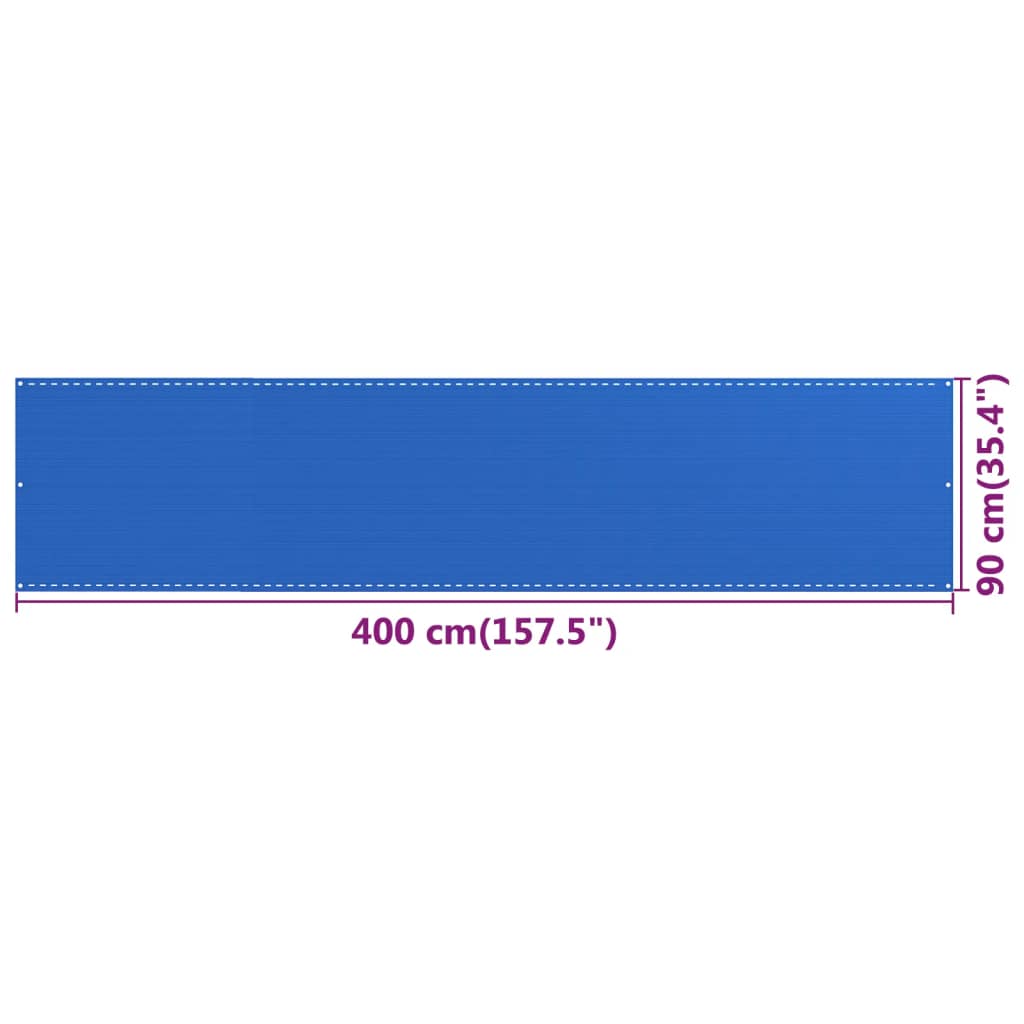 vidaXL Balkongskjerm blå 90x400 cm HDPE