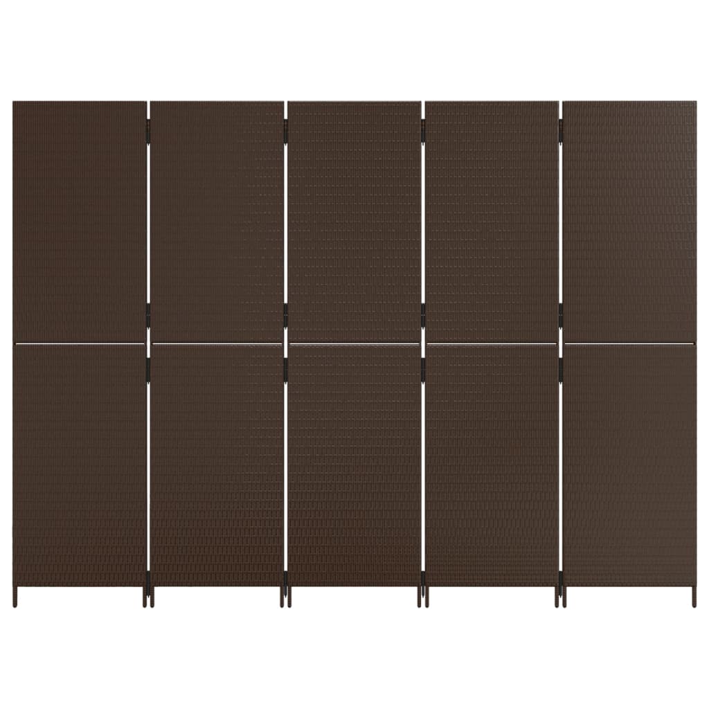vidaXL Romdeler 5 paneler brun polyrotting