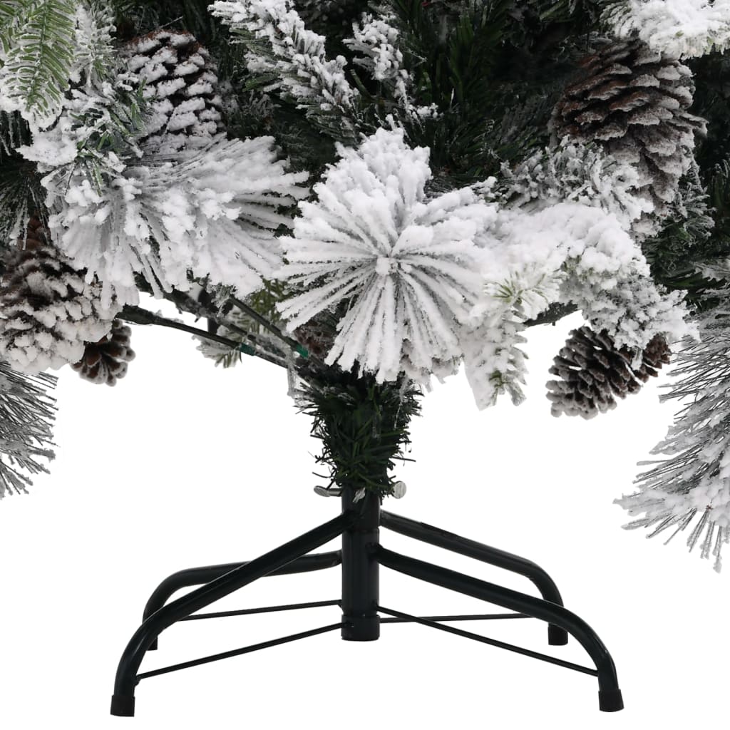 vidaXL Juletre med flokket snø og kongler 195 cm PVC og PE