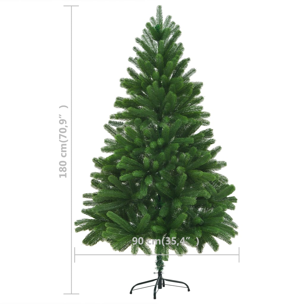 vidaXL Forhåndsbelyst kunstig juletre med kulesett 180 cm grønn