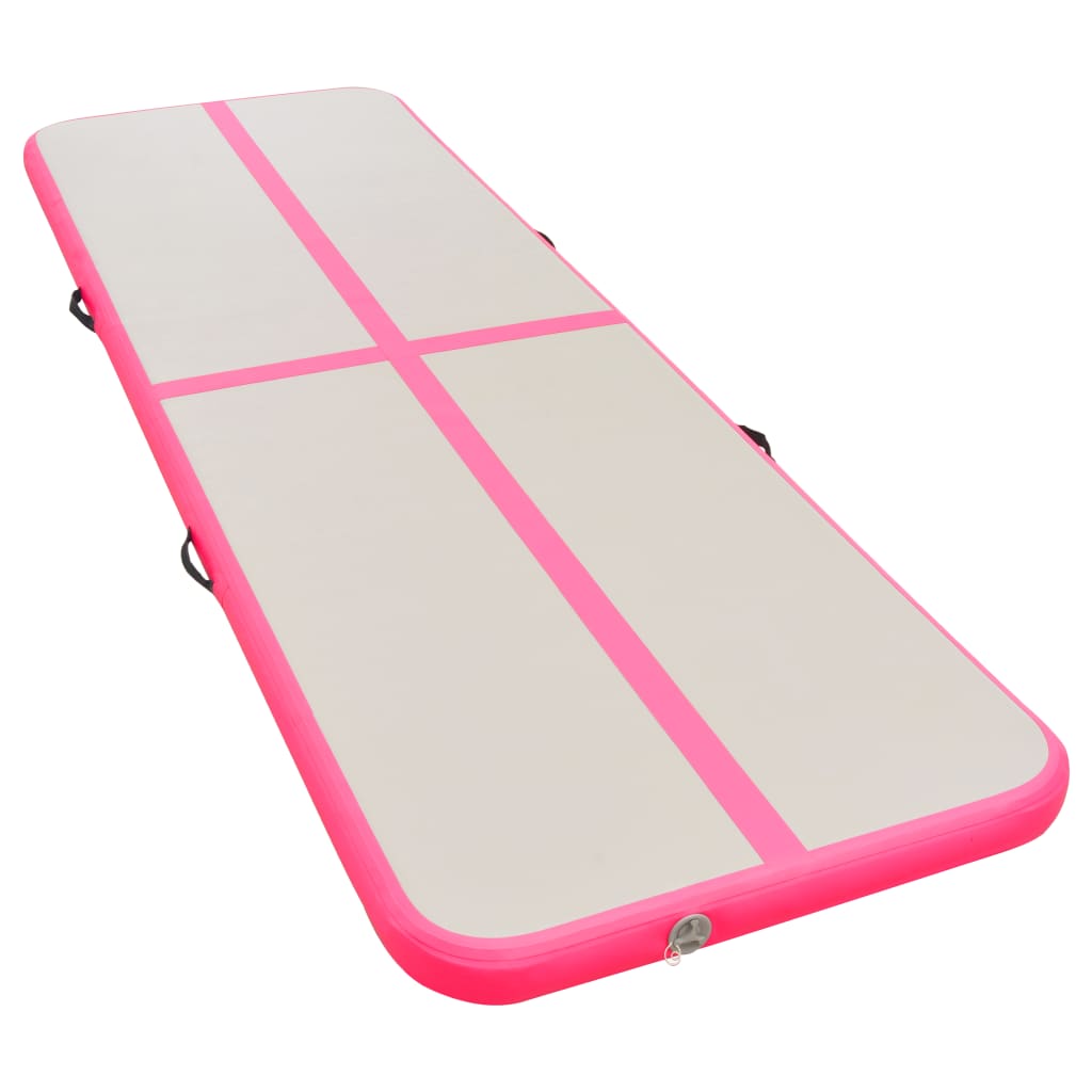 vidaXL Oppblåsbar gymnastikkmatte med pumpe 700x100x10 cm PVC rosa