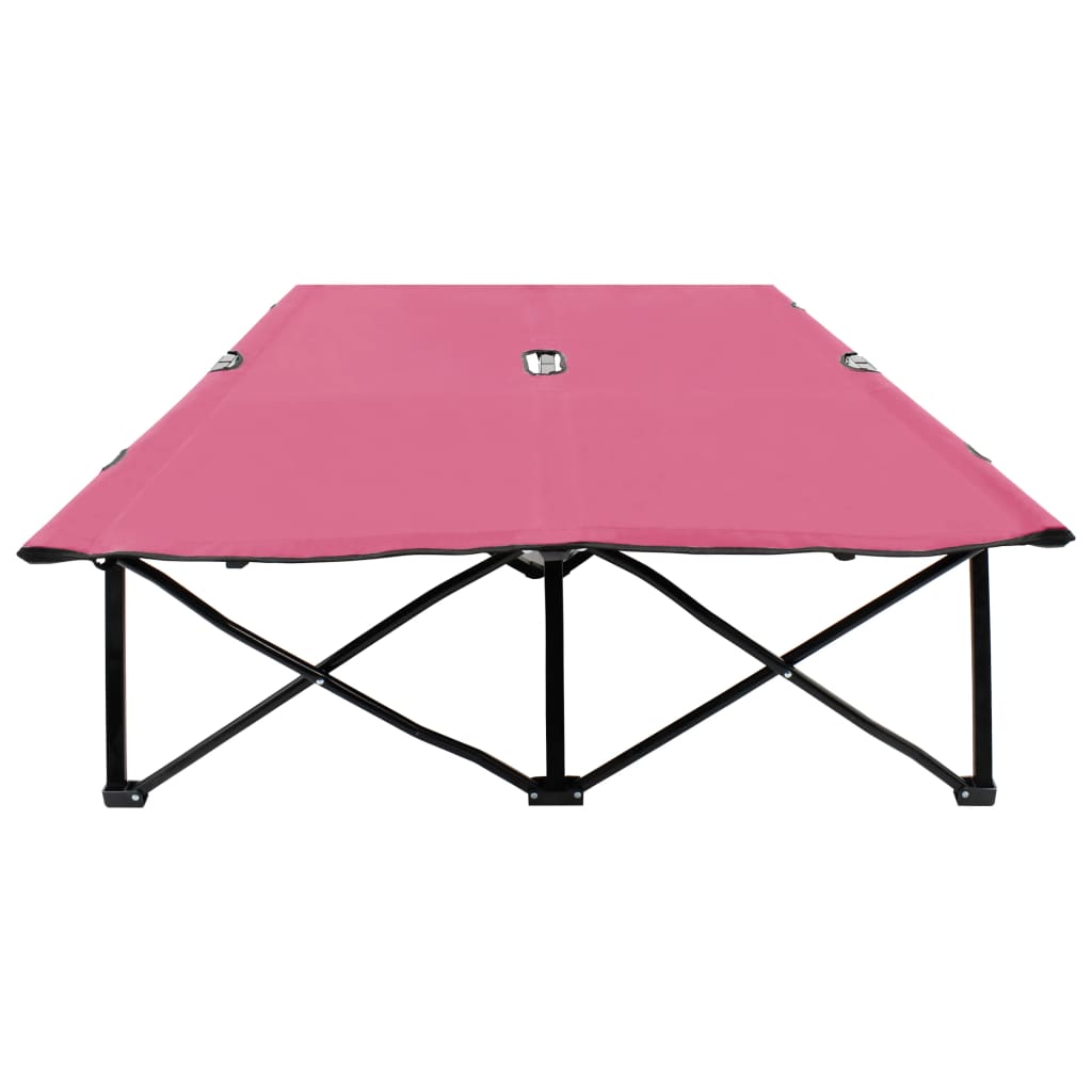 vidaXL Sammenleggbar solseng for 2 personer rosa stål