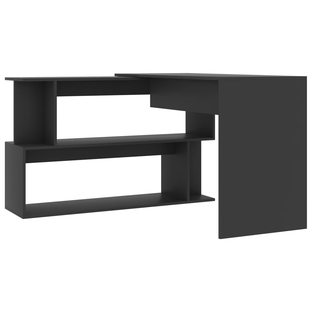 vidaXL Hjørneskrivebord grå 200x50x76 cm sponplate