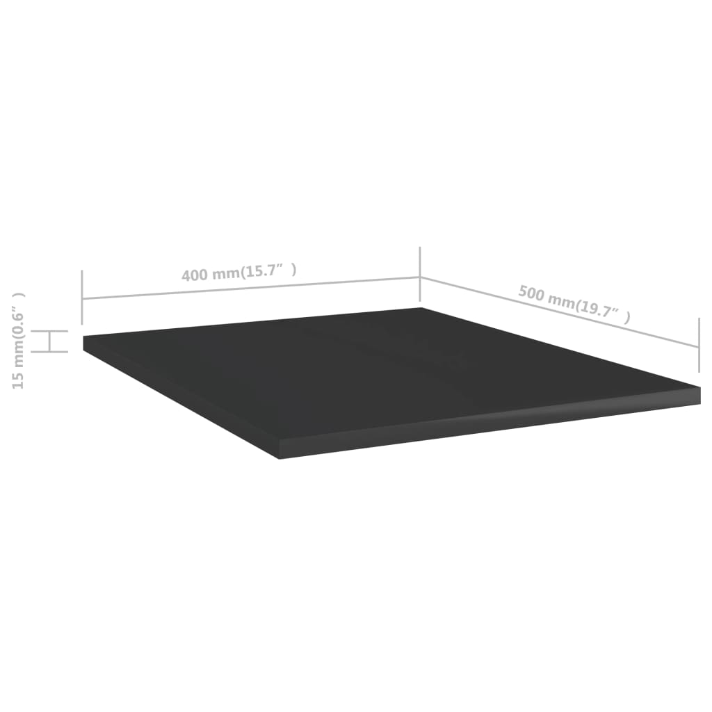 vidaXL Hylleplater 8 stk høyglans svart 40x50x1,5 cm sponplate