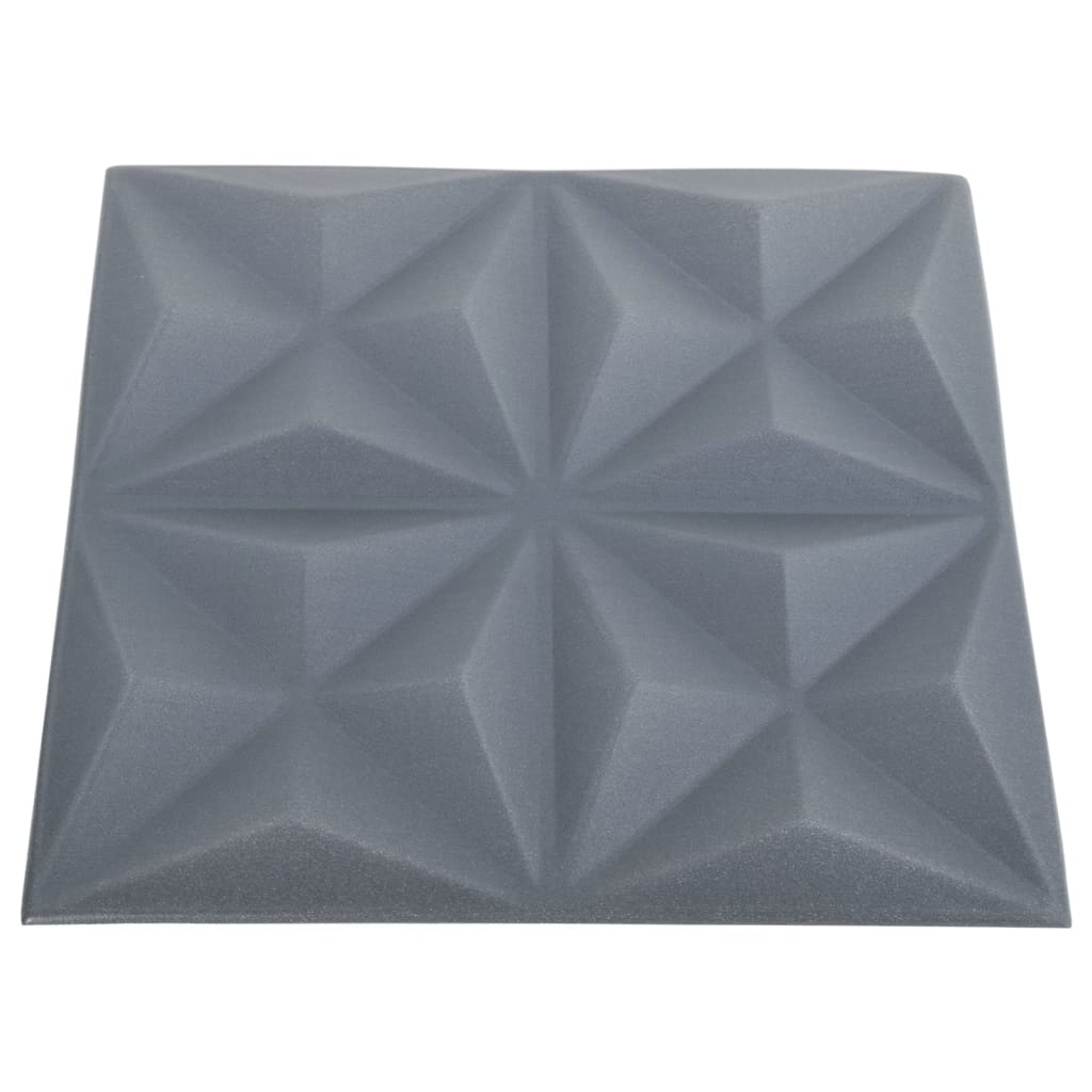 vidaXL 3D-veggpaneler 24 stk 50x50 cm origami grå 6 m²