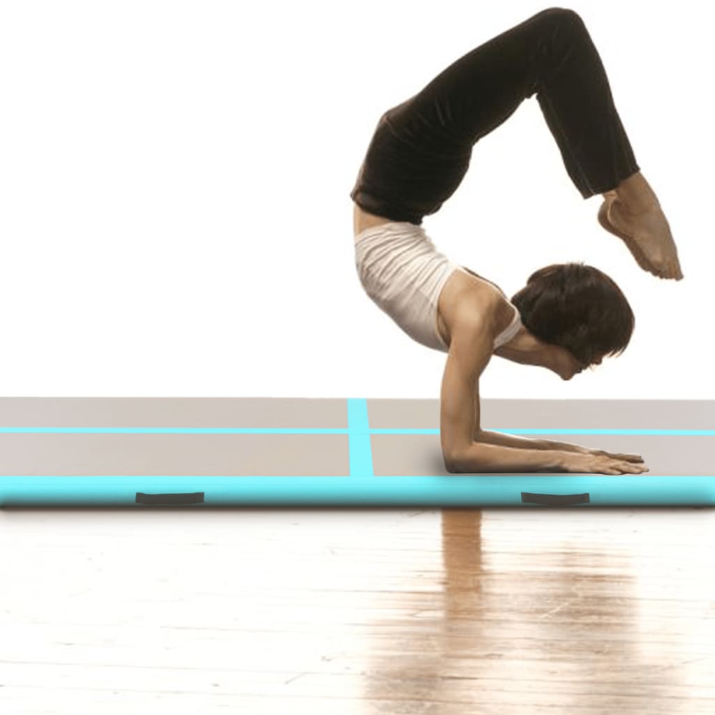 vidaXL Oppblåsbar gymnastikkmatte med pumpe 500x100x10 cm PVC grønn