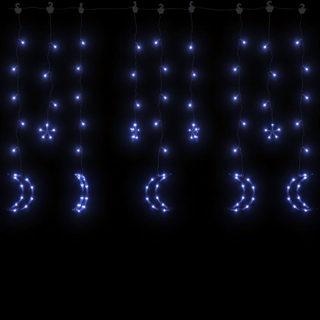 vidaXL Lysslynge stjerne og måne med fjernkontroll 138 LED blå