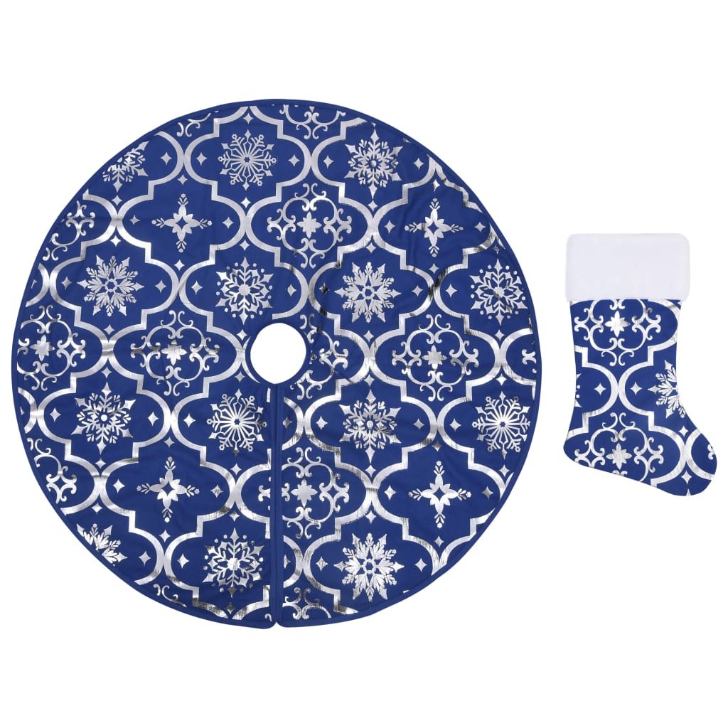 vidaXL Luksus juletreskjørt med sokk blå 122 cm stoff