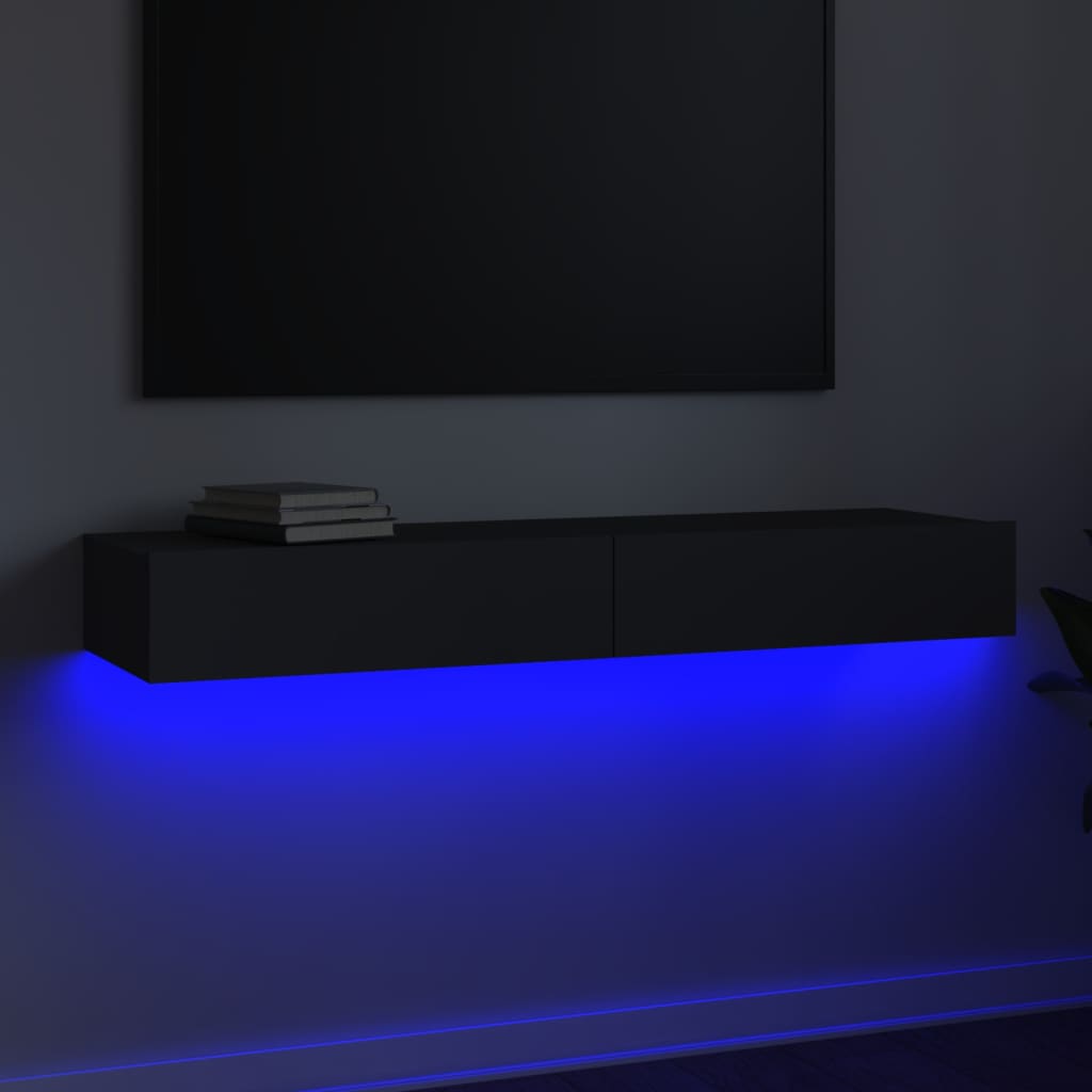vidaXL TV-benk med LED-lys grå 120x35x15,5 cm