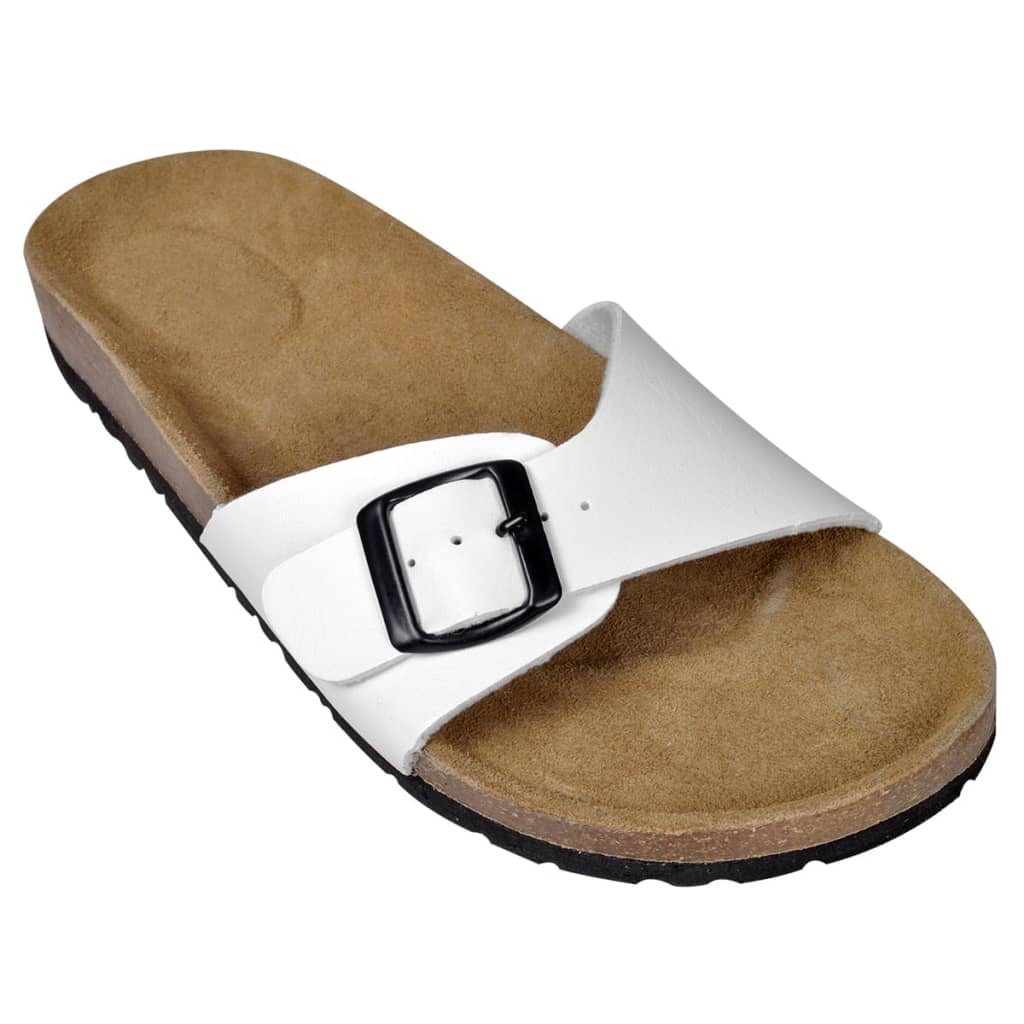 vidaXL Biokork sandaler for kvinner med 1 stropp hvit størrelse 36