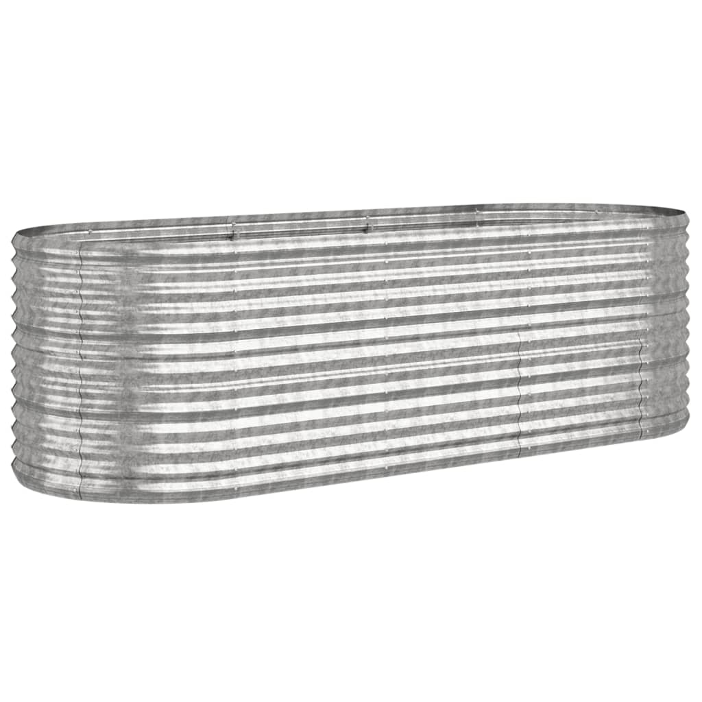 vidaXL Plantekasse pulverlakkert stål 224x80x68 cm sølv