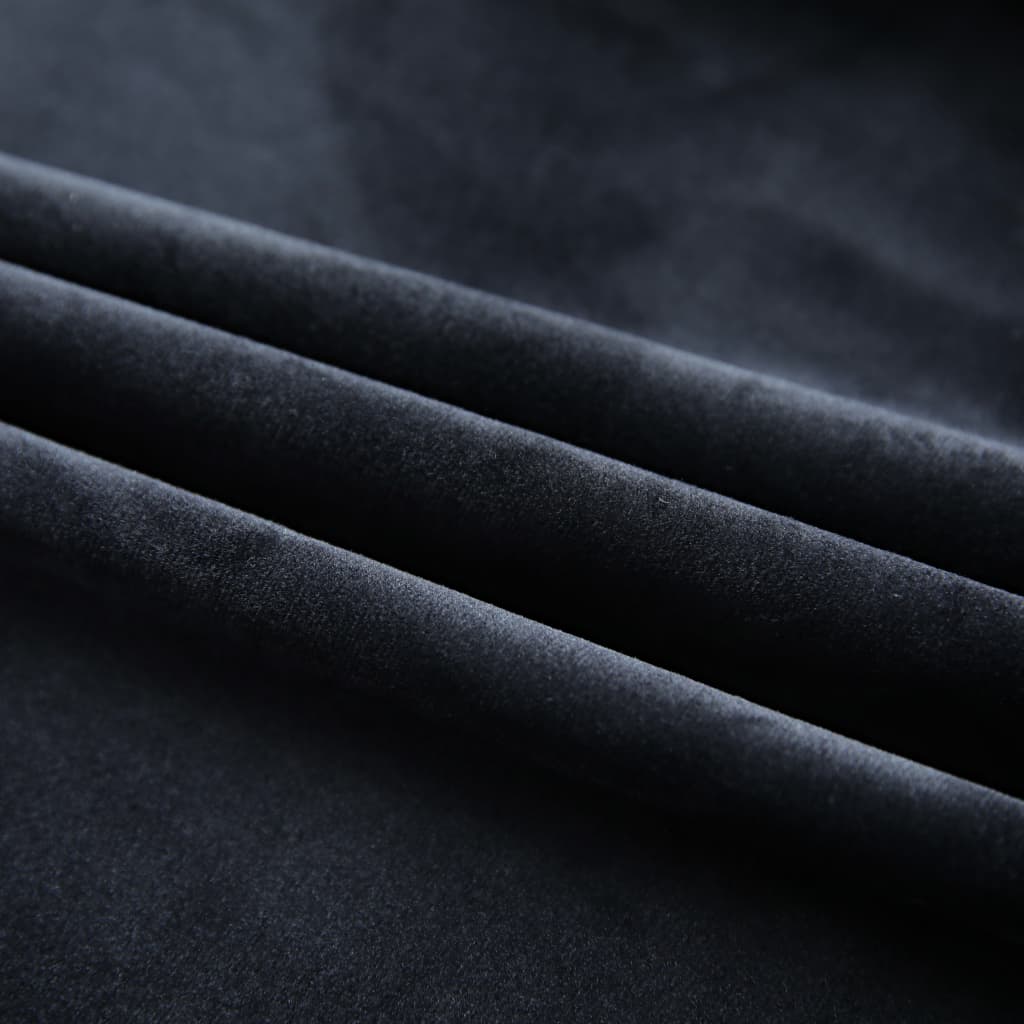 vidaXL Lystette gardiner med kroker 2 stk fløyel svart 140x245 cm