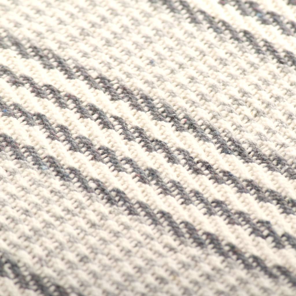vidaXL Pledd bomull stripetmønster 160x210 cm grå og hvit