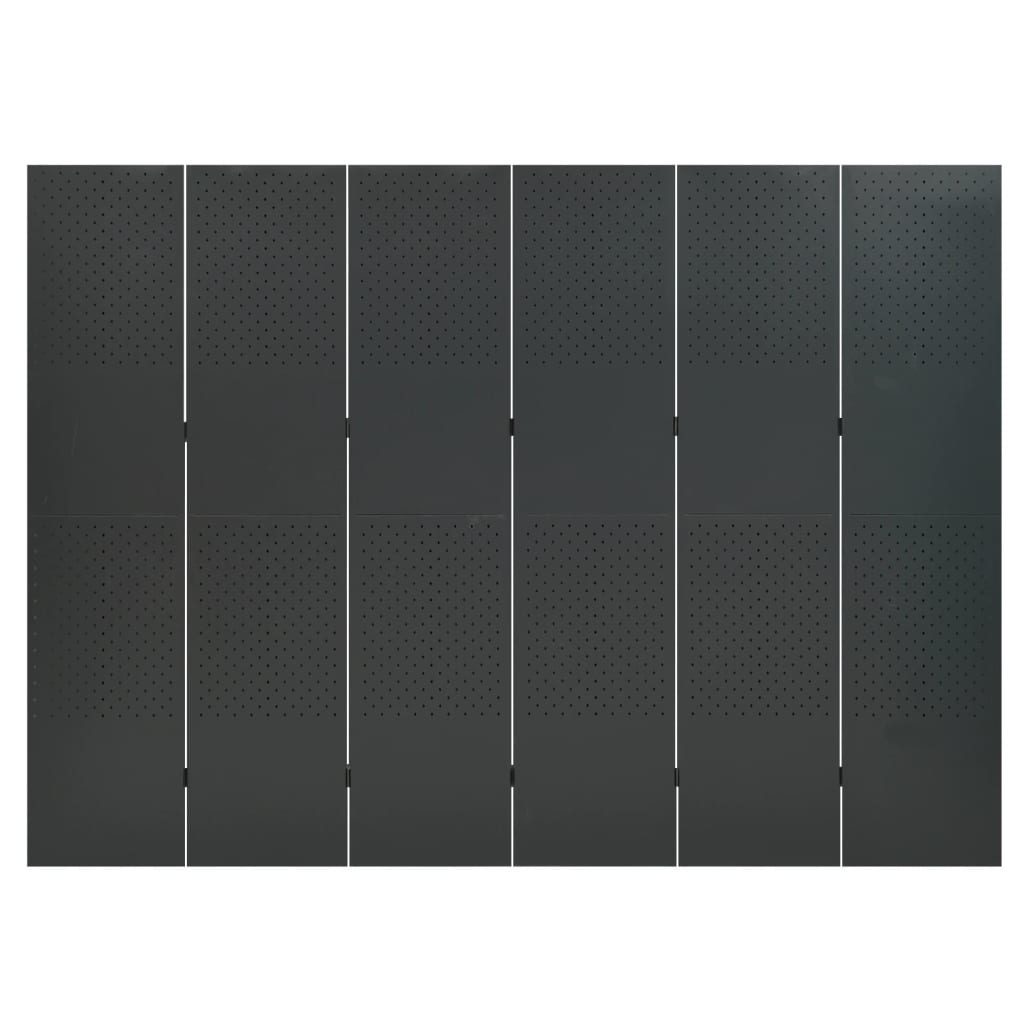 vidaXL Romdeler 6 paneler 2 stk antrasitt 240x180 cm stål