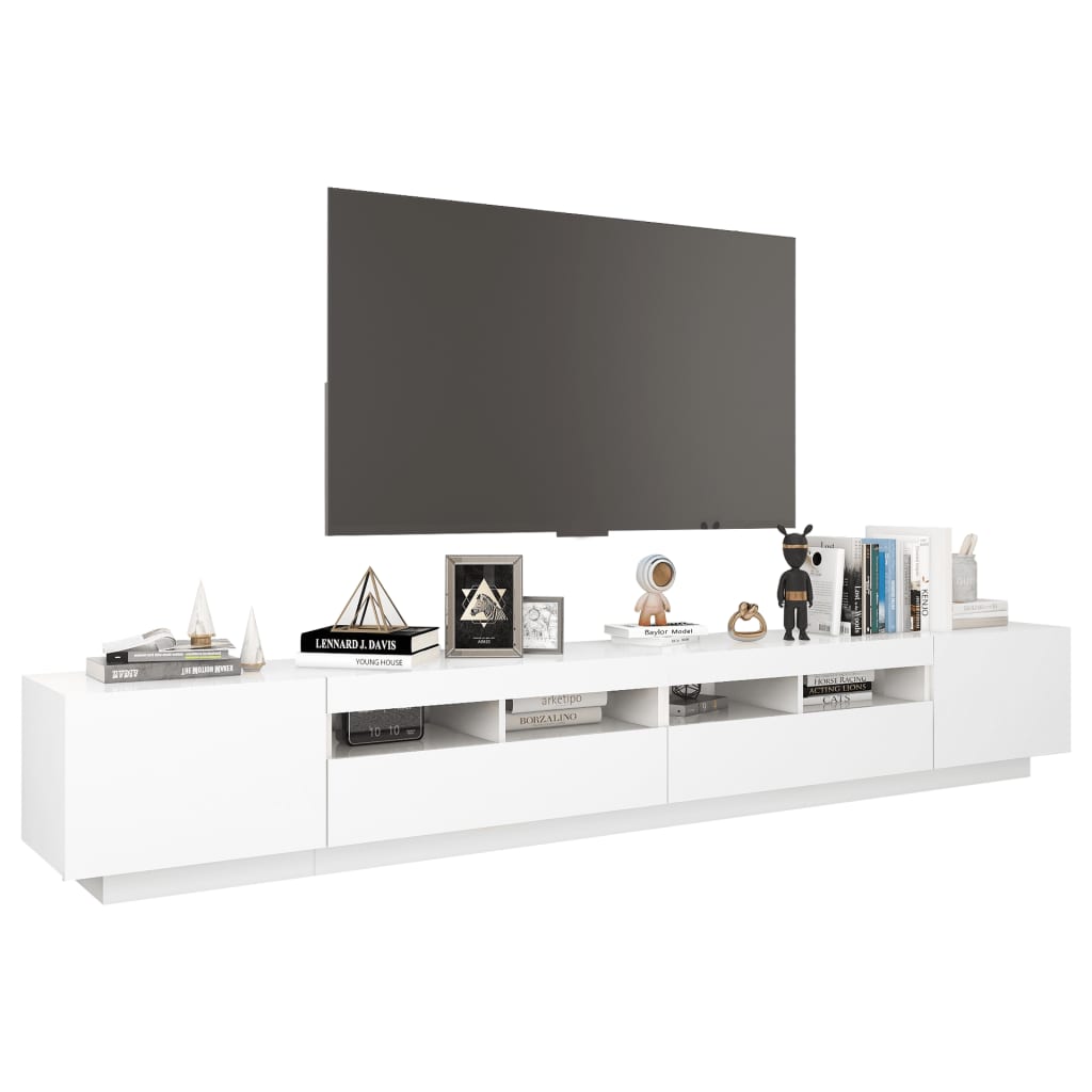 vidaXL TV-benk med LED-lys hvit 260x35x40 cm