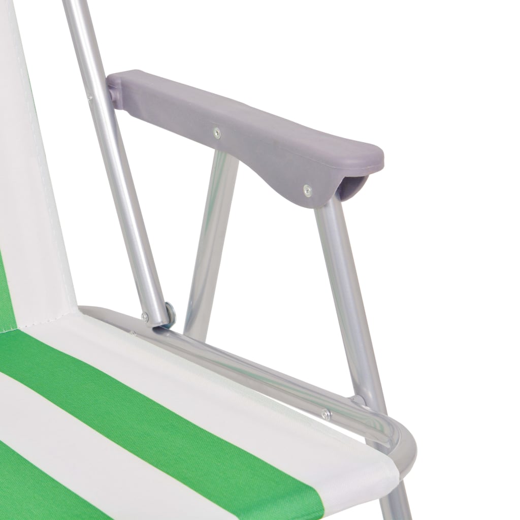 vidaXL Sammenleggbare campingstoler 2 stk grønn hvit stål 52x62x75 cm