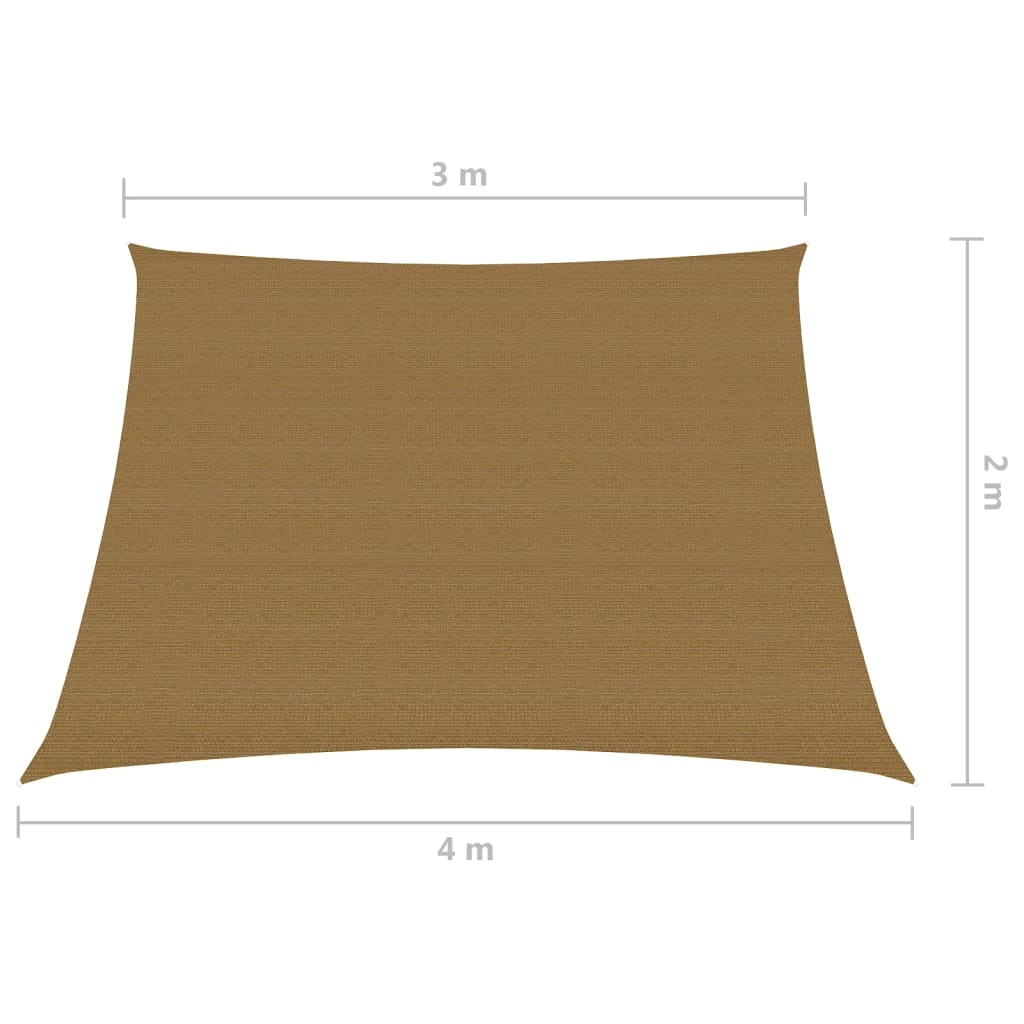vidaXL Solseil 160 g/m² gråbrun 3/4x2 m HDPE