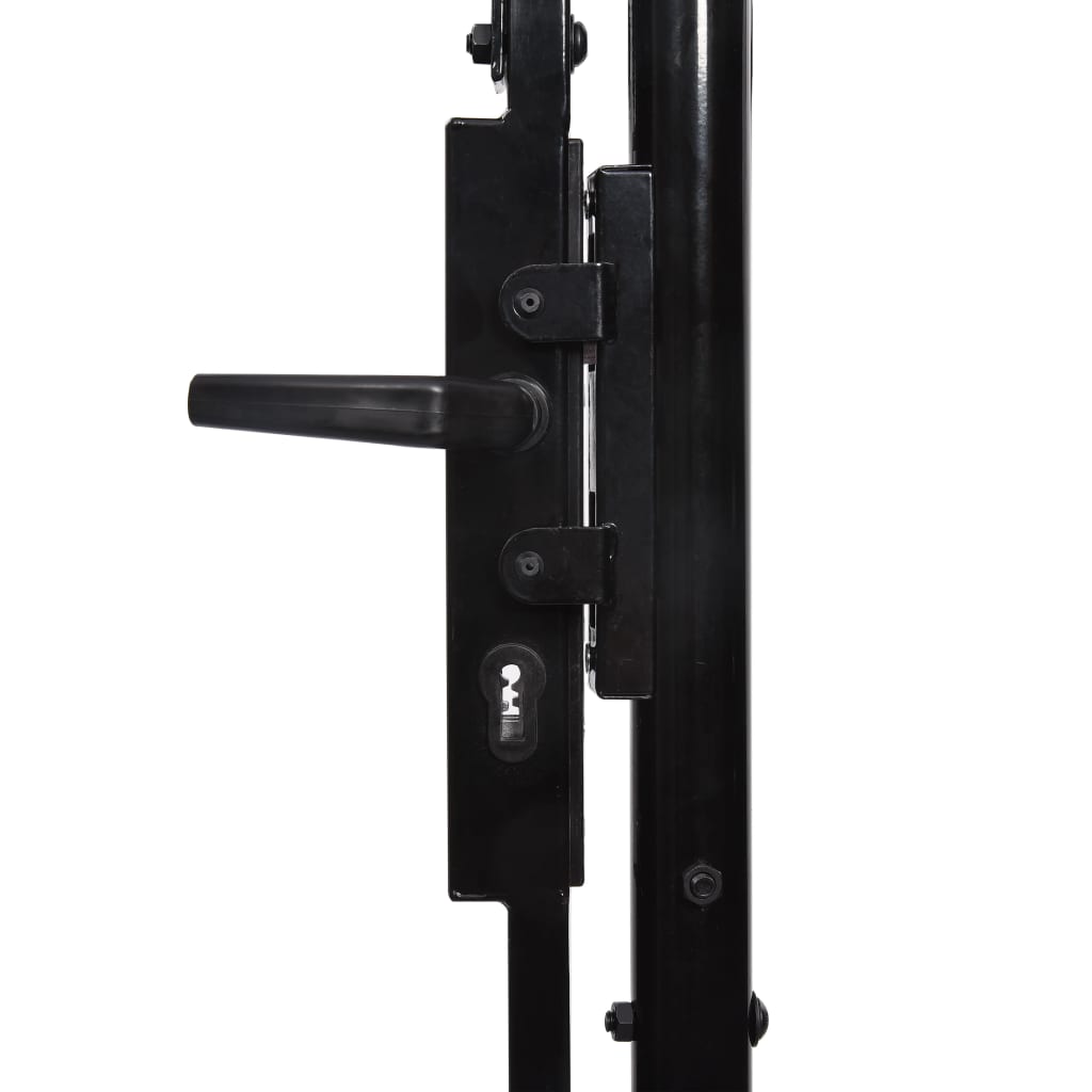 vidaXL Hageport med dobbel dør og spisser stål 3x2 cm svart