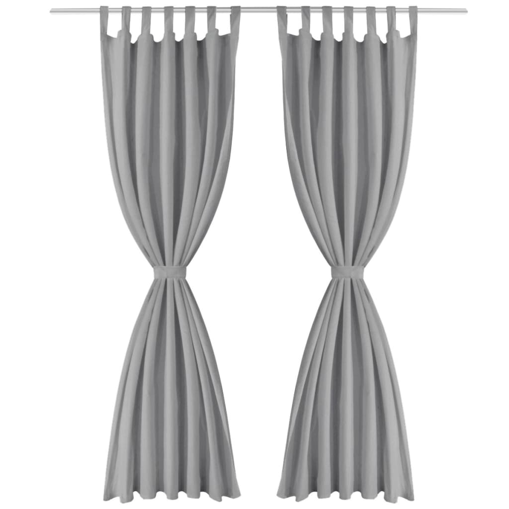 vidaXL Mikrosateng gardiner med hemper 2 stk 140x225 cm grå