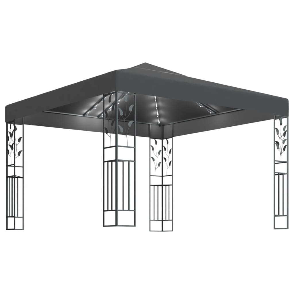 vidaXL Paviljong med LED-lysslynge 3x3 m antrasitt