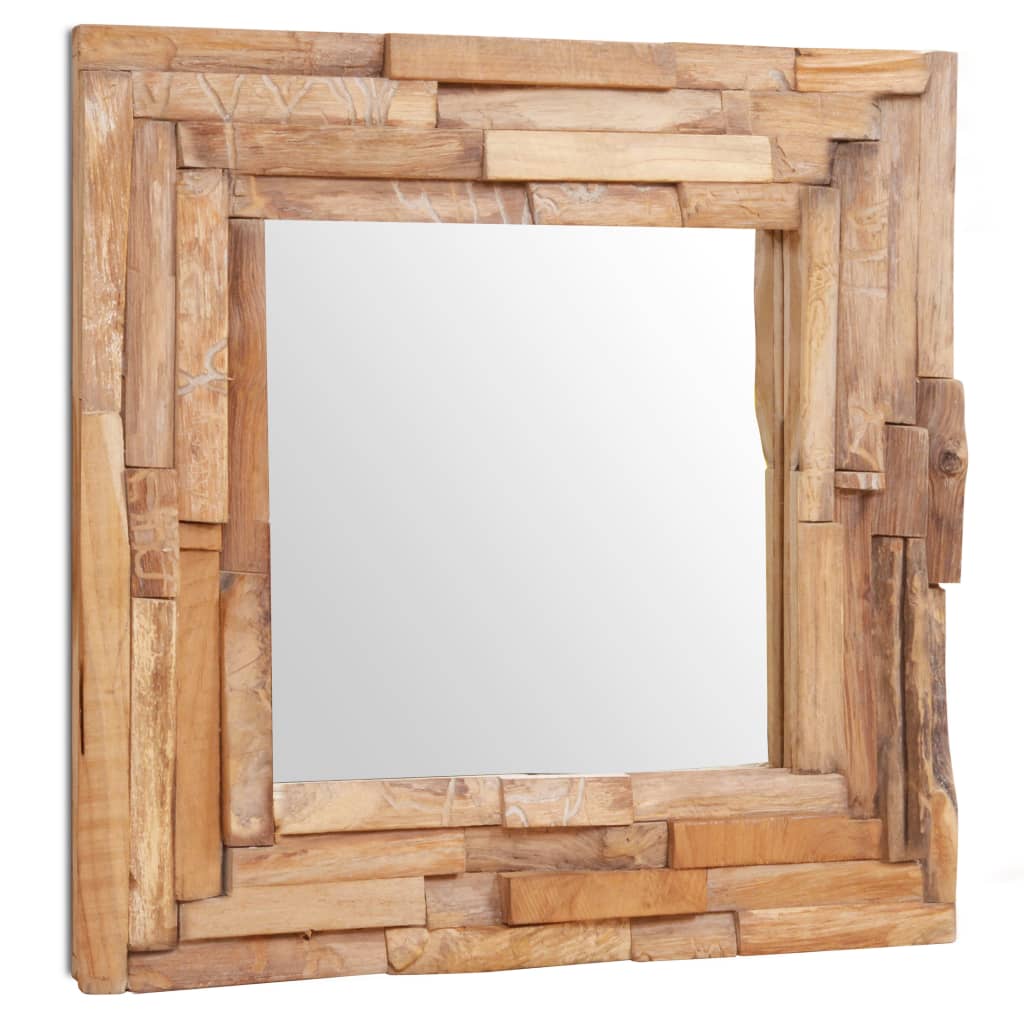 vidaXL Dekorativt speil teak 60x60 cm kvadratisk