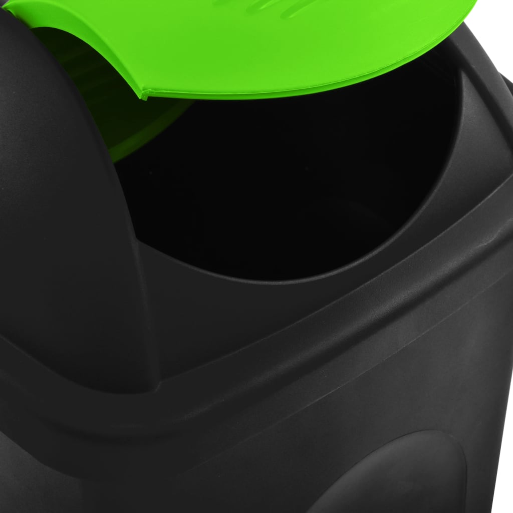 vidaXL Søppelbøtte med svinglokk 60L svart og grønn