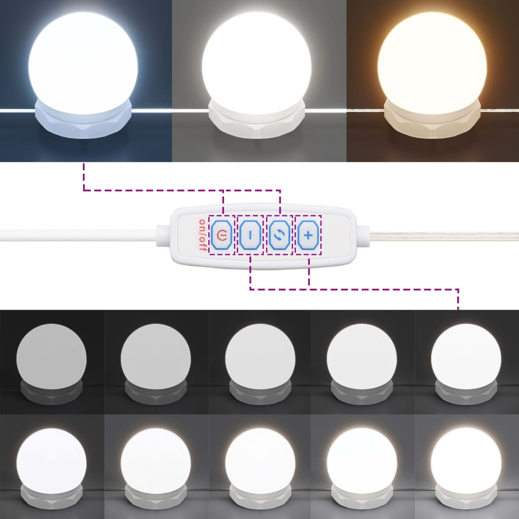 vidaXL LED-sminkebord med skap sonoma eik konstruert tre