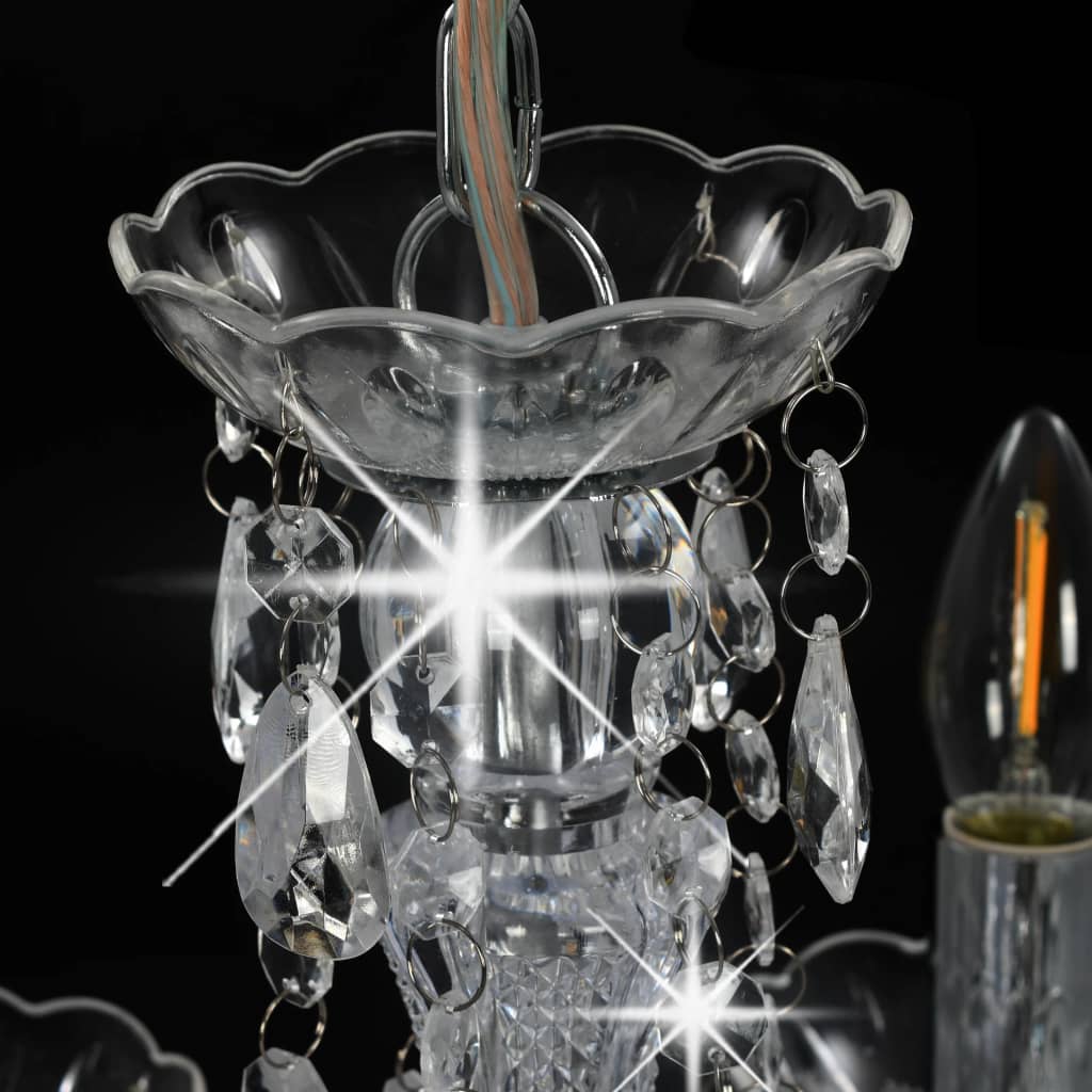 vidaXL Lysekrone med krystallperler sølv rund 5 x E14