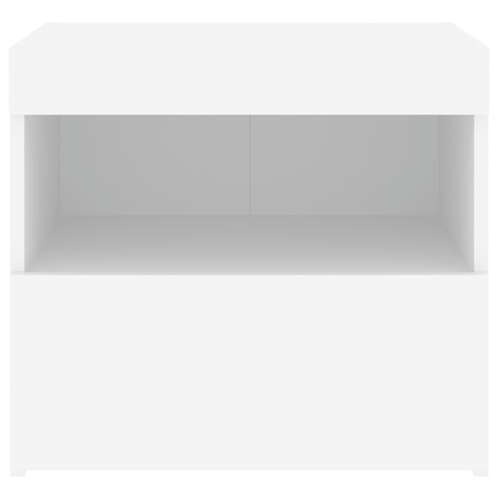 vidaXL Nattbord med LED hvit 50x40x45 cm