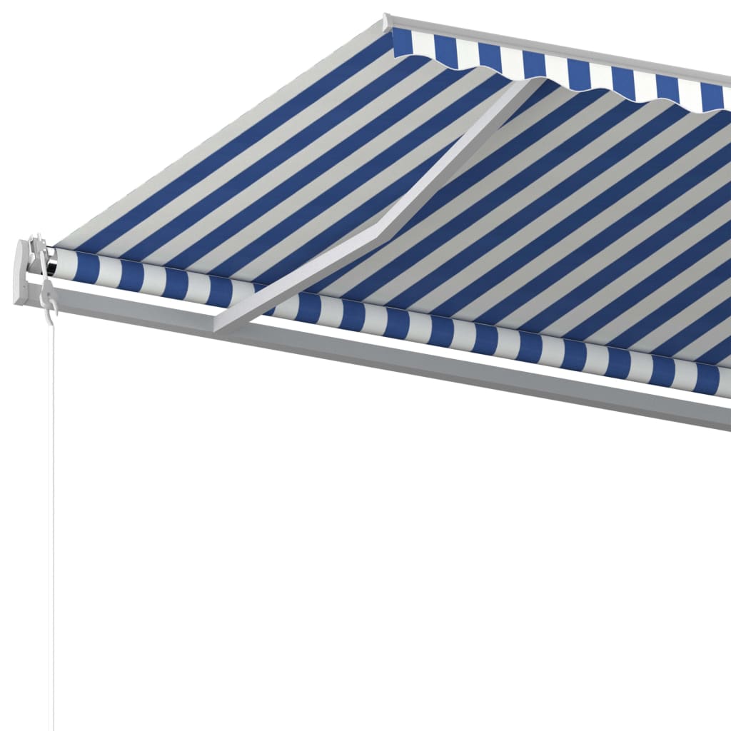 vidaXL Manuell uttrekkbar markise med stolper 6x3,5 m blå og hvit