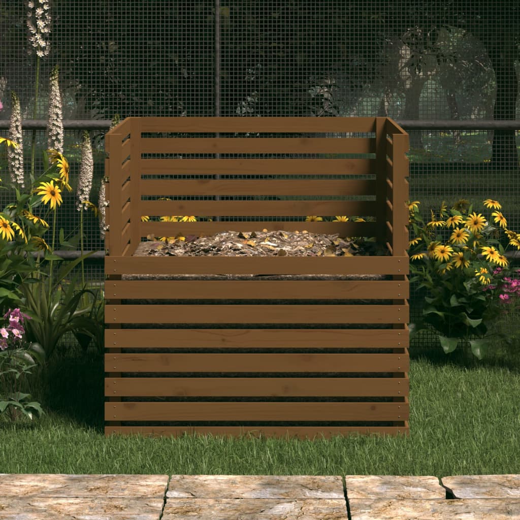 vidaXL Kompostkasse honningbrun 100x100x102 cm heltre furu
