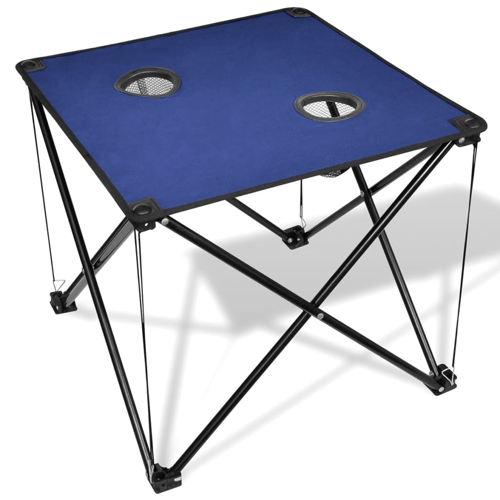 Sammenleggbar blå campingbord
