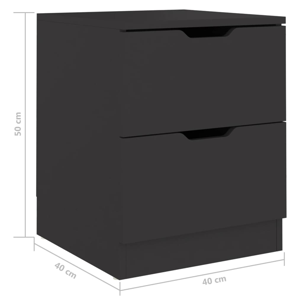 vidaXL Nattbord svart 40x40x50 cm sponplate