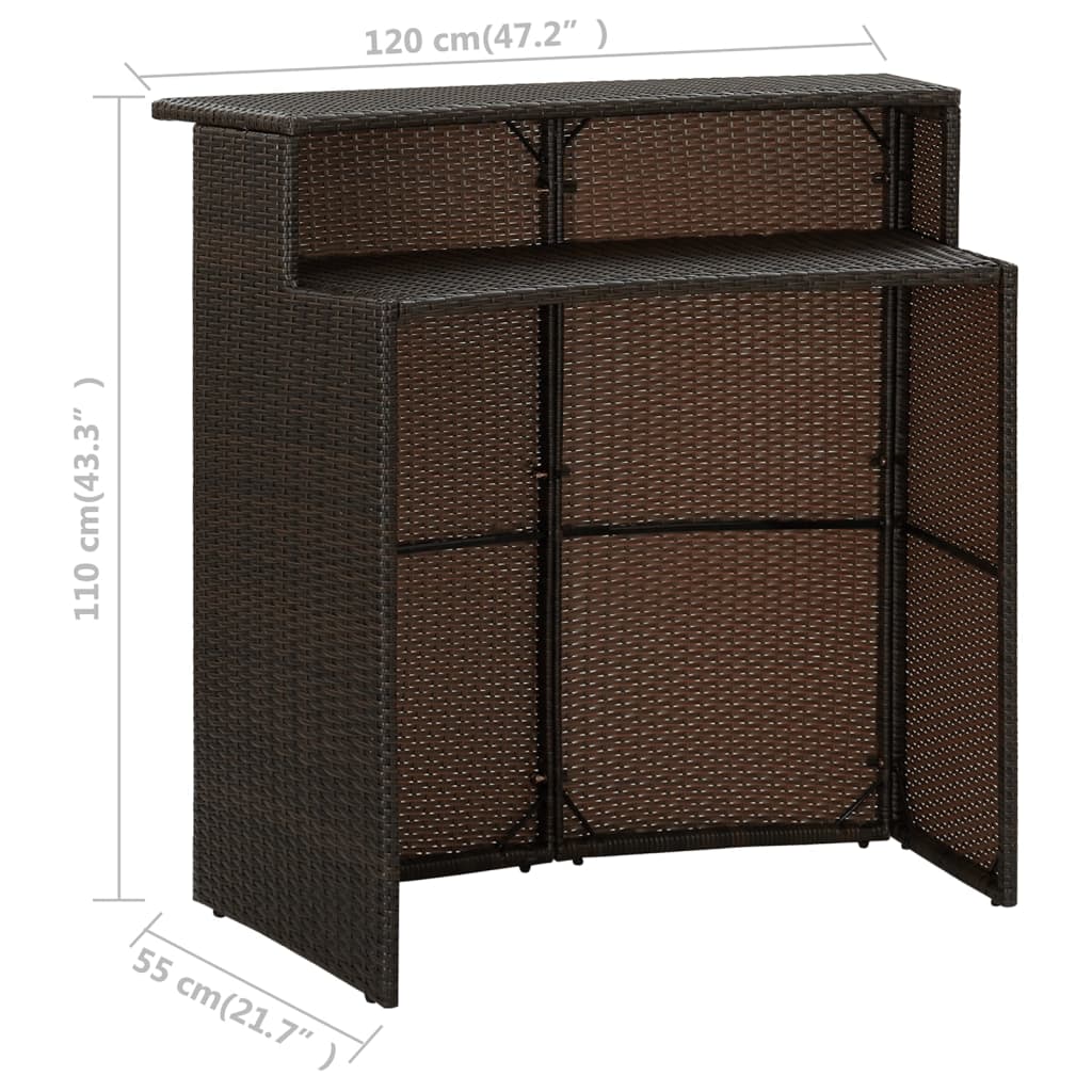 vidaXL Hagebord brun 120x55x110 cm polyrotting