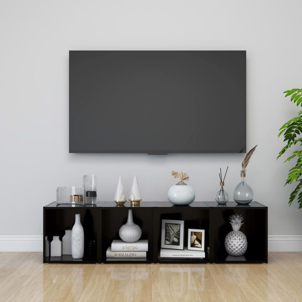vidaXL TV-benker 4 stk svart 37x35x37 cm sponplate